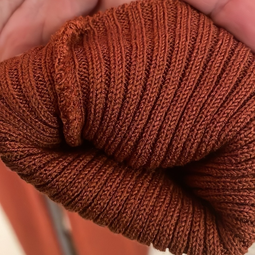 Knit RUST Fitted Zipper Ribbed Sweater Zip Front Onesie Jumpsuit - Picture 8 of 8